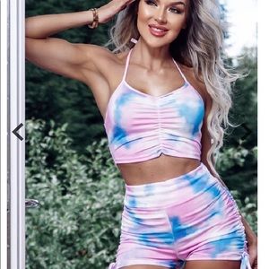 Tie dye Halter neck tie with matching shorts